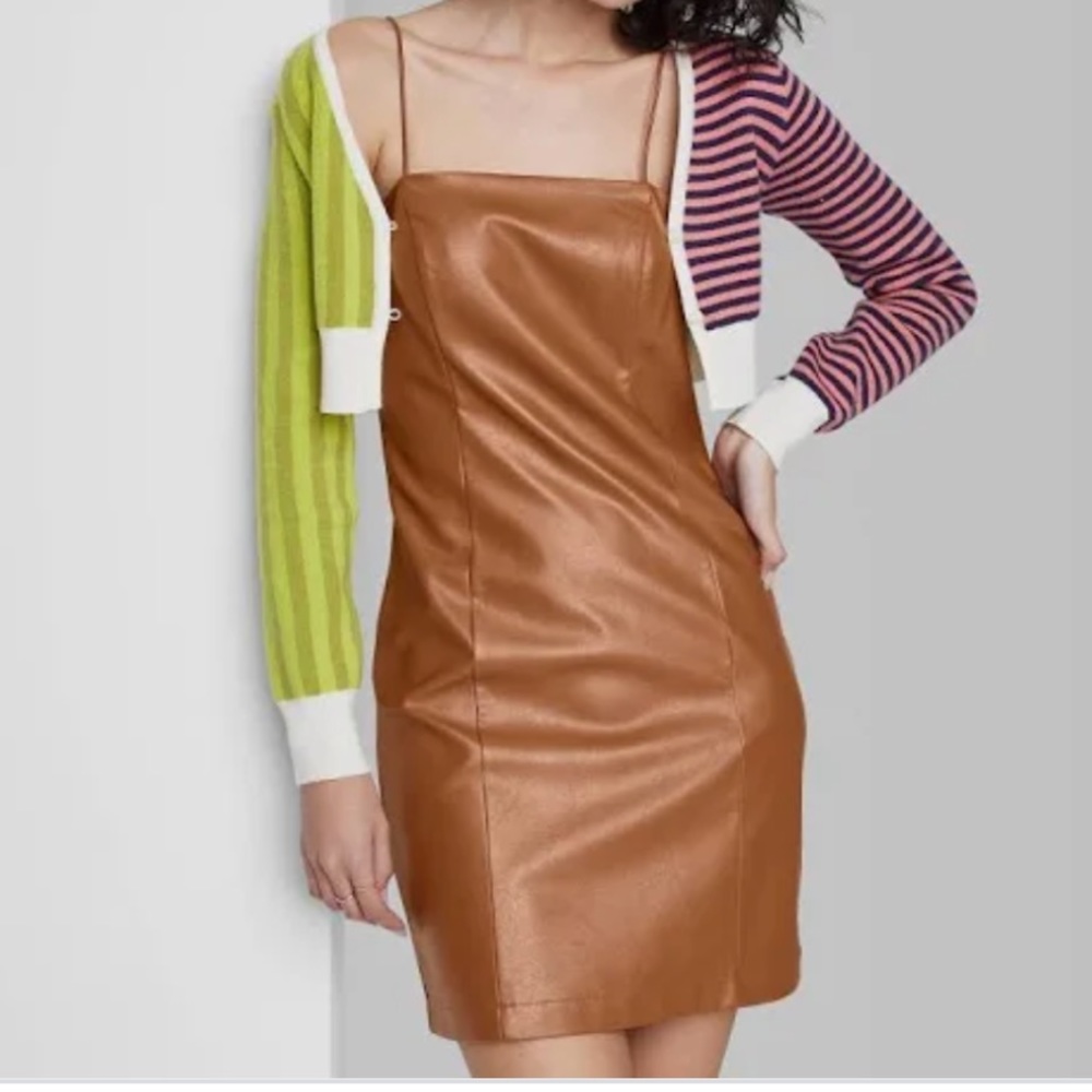 Women's  Mini Dress  Faux -leather  Wild Fable.     Color Copper Size  S    NWT